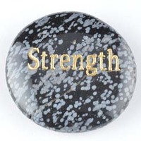 Strength Obsidian Snowflake Word Stone