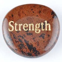 Strength Obsidian Mahogany Word Stone