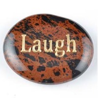 Laugh Obsidian Mahogany Word Stone