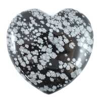 White Snowflake Obsidian Heart Carving [Medium]