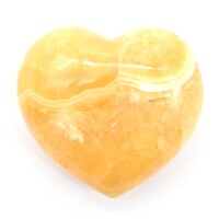 Yellow Calcite Heart Carving [Medium]