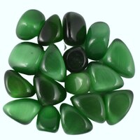 Green Cat Eye Tumbled Stones [Medium]