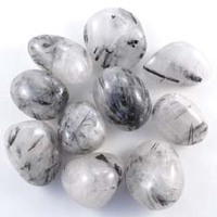 Tourmalinated Quartz Tumbled Stones [Dark 100gm]