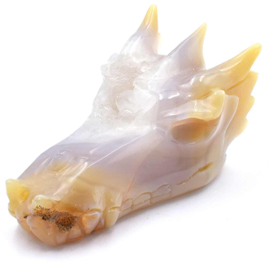 Agate Geode Dragon Head Carving