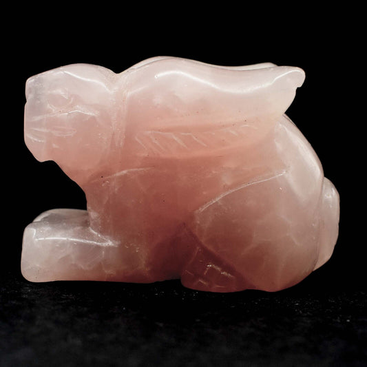 Rose Quartz Rabbit Carving [Type 2]