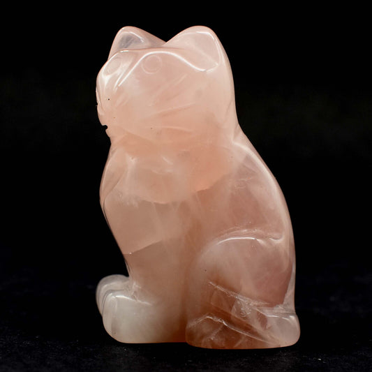 Rose Quartz Cat Carving [Type 1]