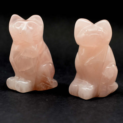 Rose Quartz Cat Carving [Type 1]