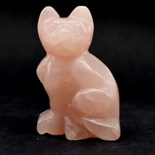 Rose Quartz Cat Carving [Type 2]