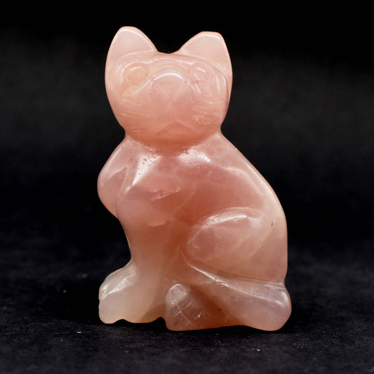Rose Quartz Cat Carving [Type 2]