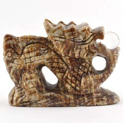 Brown Aragonite Dragon Carving