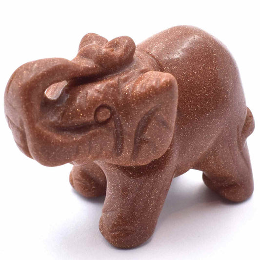 Gold Goldstone Elephant Carving
