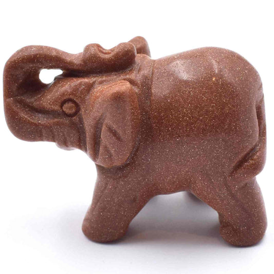 Gold Goldstone Elephant Carving