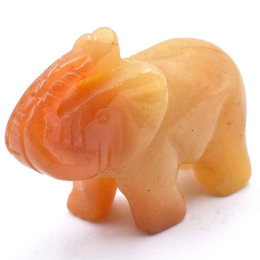 Peach Aventurine Elephant Carving