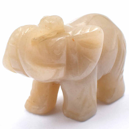 Peach Aventurine Elephant Carving