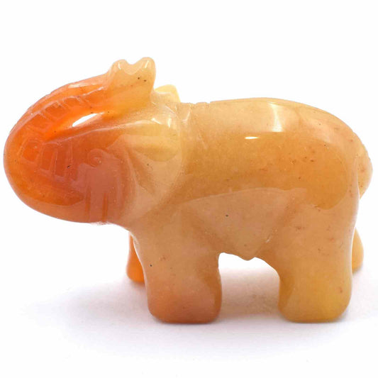 Peach Aventurine Elephant Carving