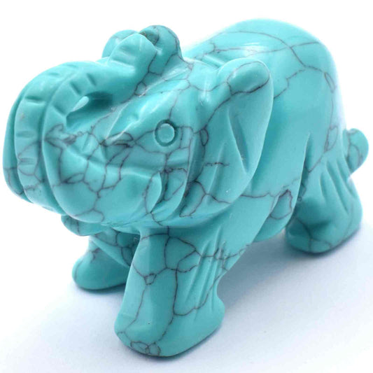 Turquoise Howlite Elephant Carving