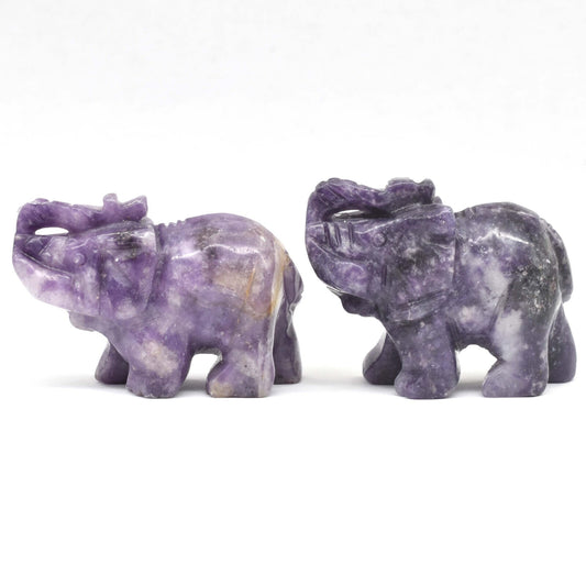 Purple Lepidolite Elephant Carving