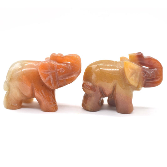 Orange Aventurine Elephant Carving