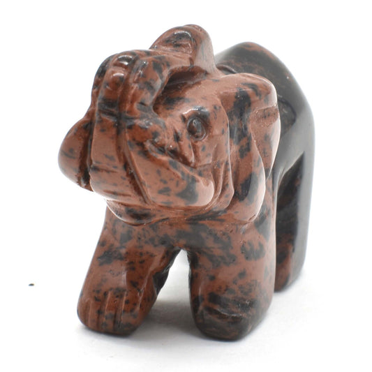 Mahogany Obsidian Elephant Carving