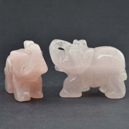 Rose Quartz Elephant Carving