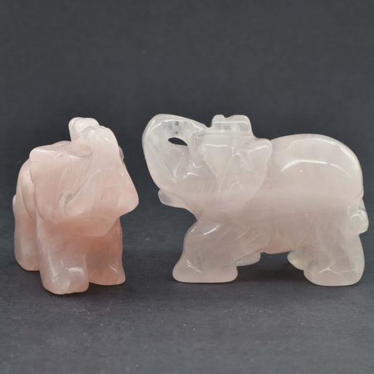 Rose Quartz Elephant Carving