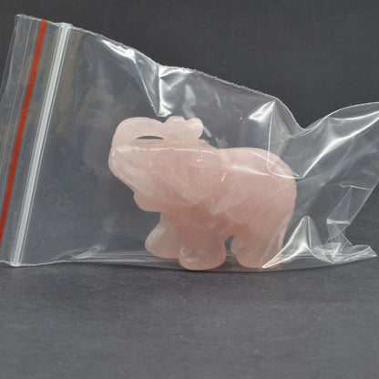 Rose Quartz Elephant Carving