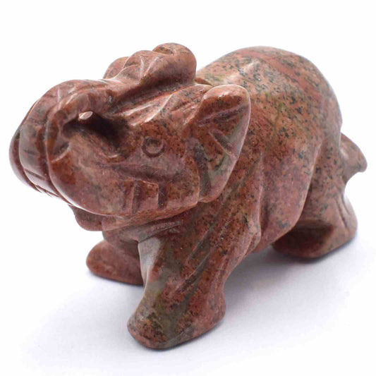 Unakite Elephant Carving
