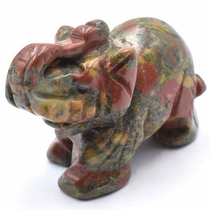 Unakite Elephant Carving