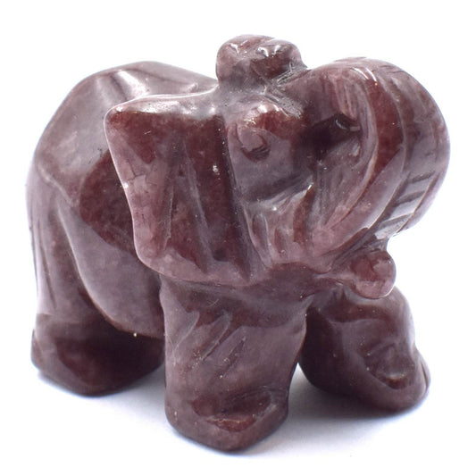 Dark Red Quartz Elephant Carving