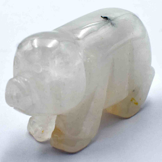 Clear Quartz Pig Carving