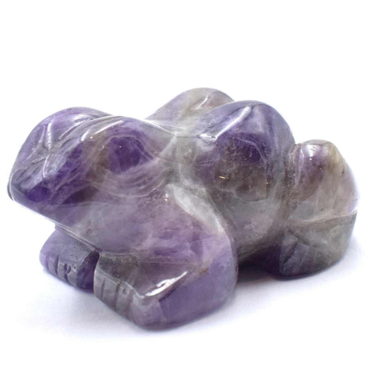 Chevron Amethyst Frog Carving