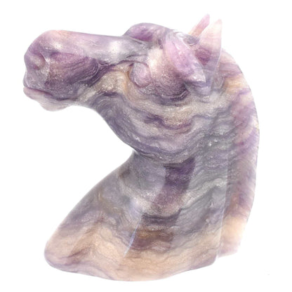 Purple Fluorite Horse Head Carving