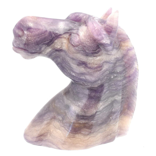 Purple Fluorite Horse Head Carving