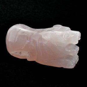 Rose & White Quartz Tiger Carving