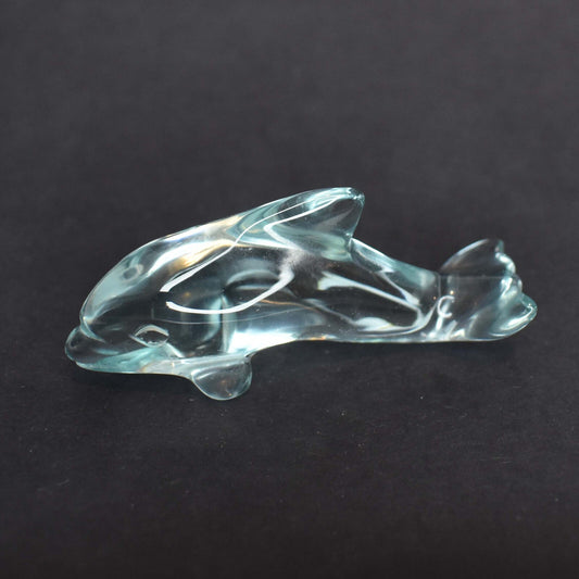 Light Blue Obsidian Dolphin Carving