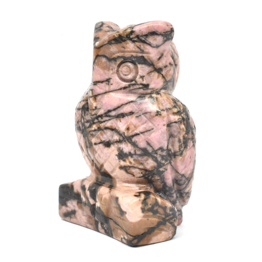 Rhodonite Owl Carving