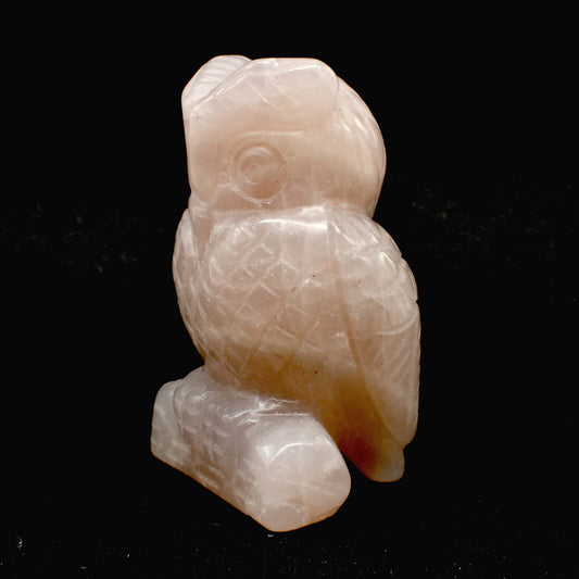 Rose Quartz Owl Carving [Type 2]