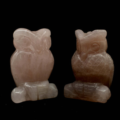 Rose Quartz Owl Carving [Type 2]
