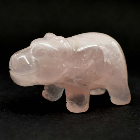 Rose Quartz Hippopotamus Carving