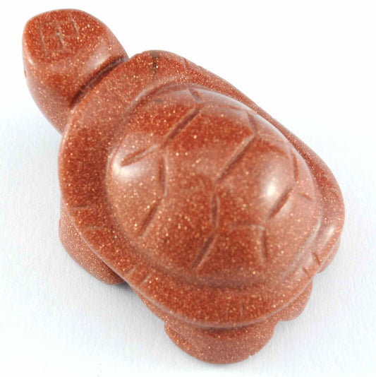 Gold Goldstone Turtle Carving