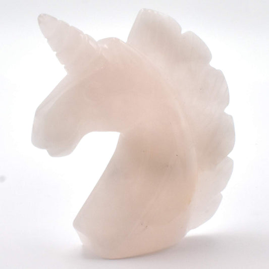 Pink Quartz Unicorn Carving