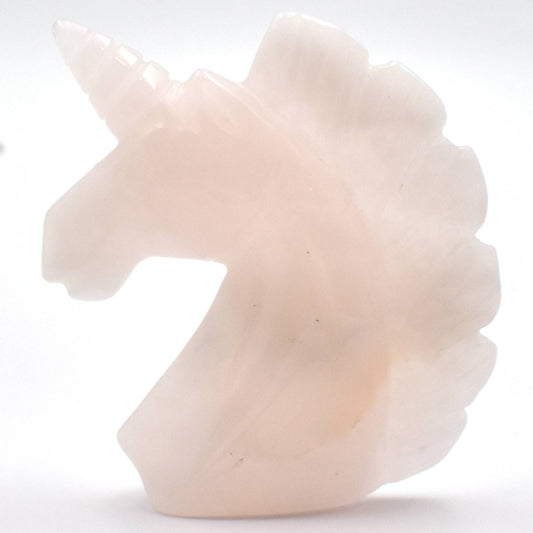 Pink Quartz Unicorn Carving