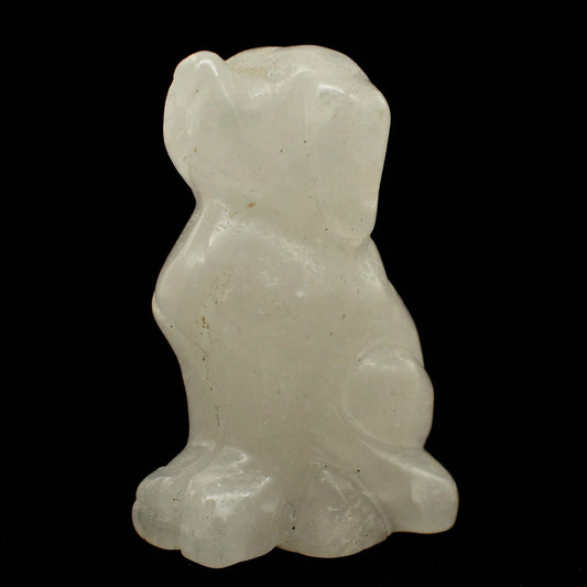 Clear Quartz Dog Carving