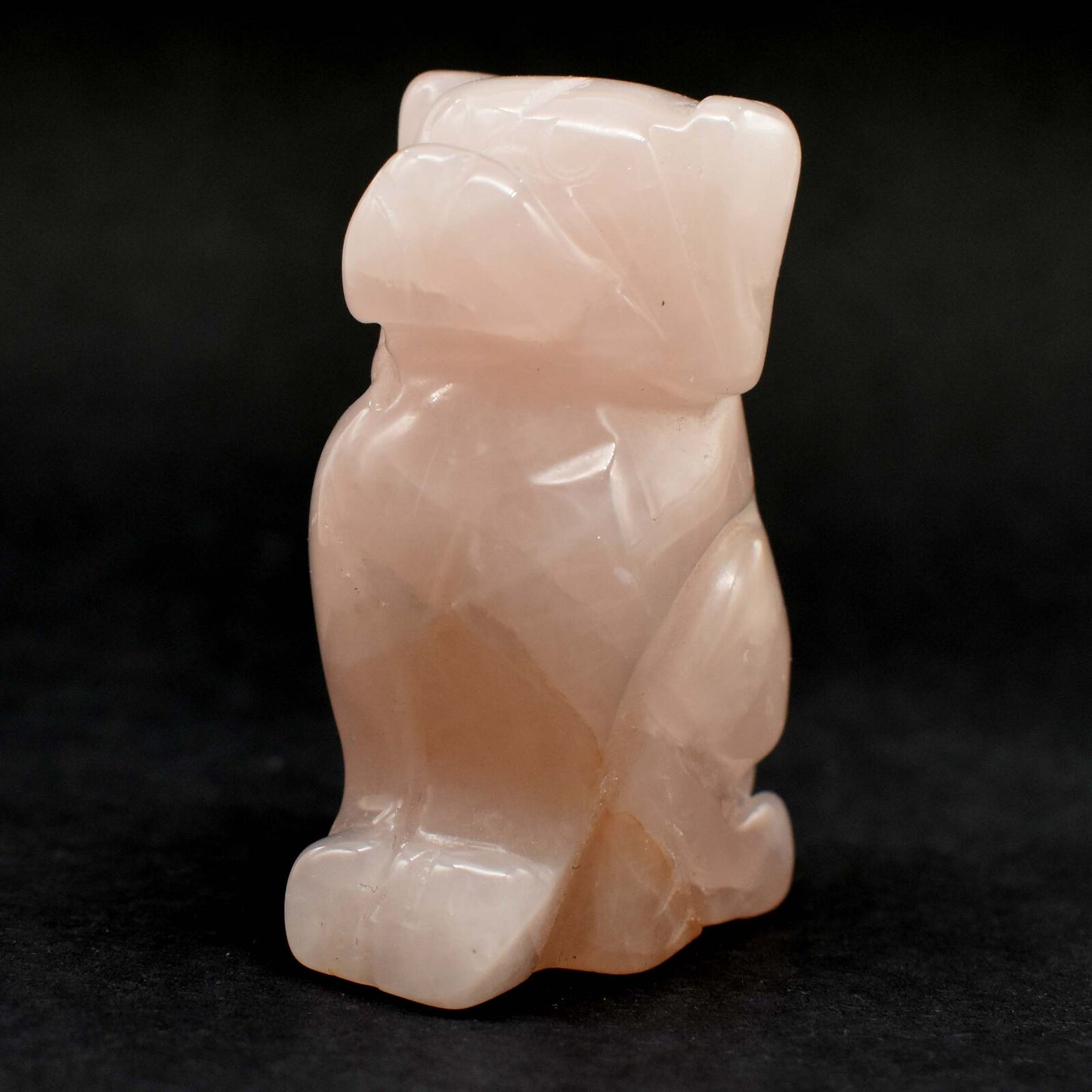 Rose Quartz Dog Carving [Type 1]