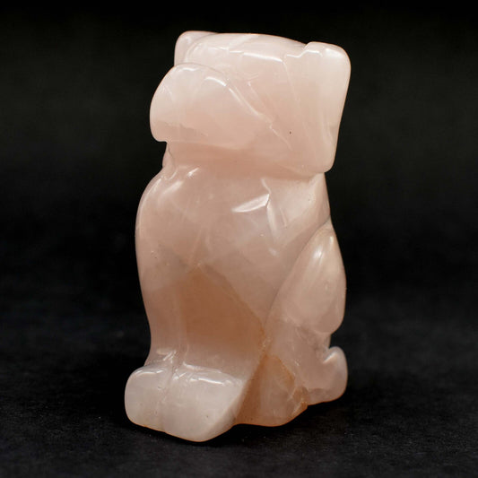 Rose Quartz Dog Carving [Type 1]