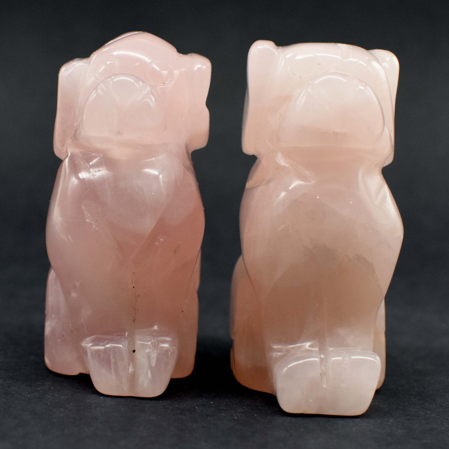 Rose Quartz Dog Carving [Type 1]