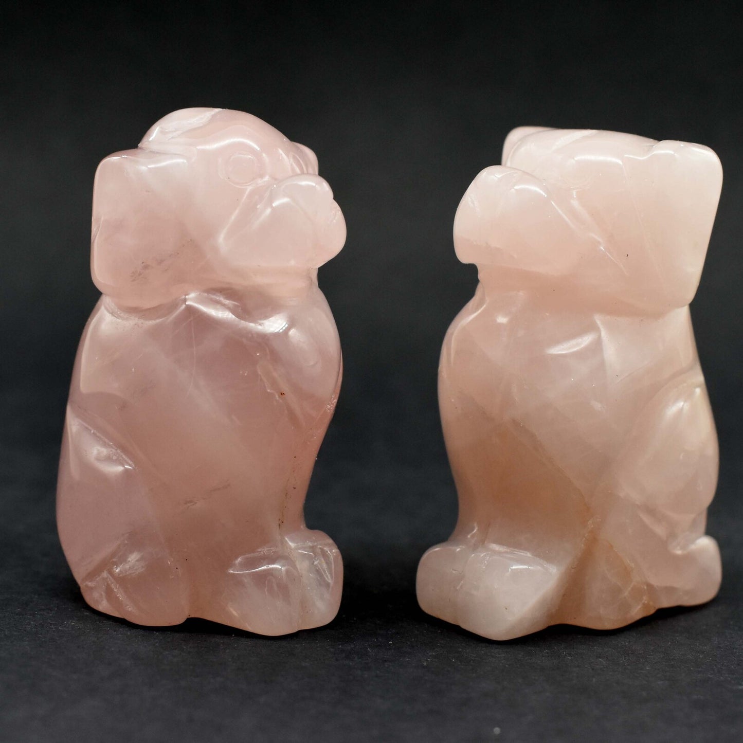 Rose Quartz Dog Carving [Type 1]
