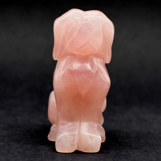 Rose Quartz Dog Carving [Type 2]