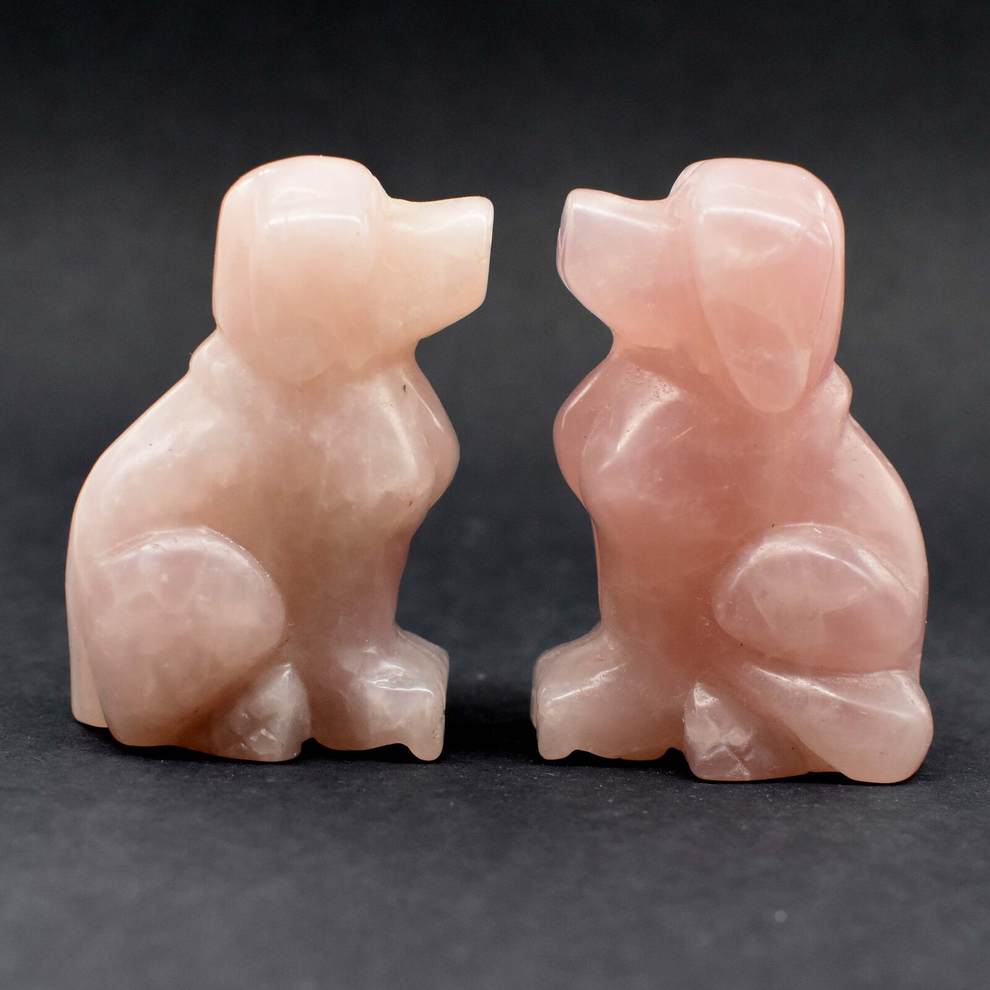 Rose Quartz Dog Carving [Type 2]