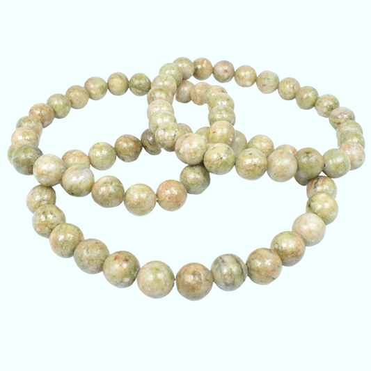 Snowflake Epidote Bead Bracelet